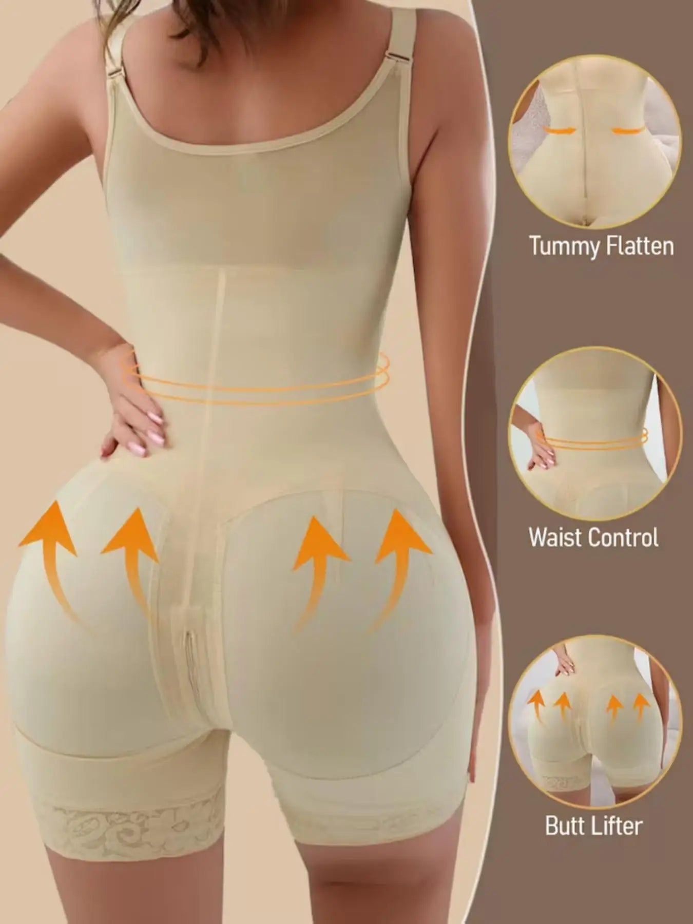 Women’s Firm Compression Shapewear Bodysuit With Zipper