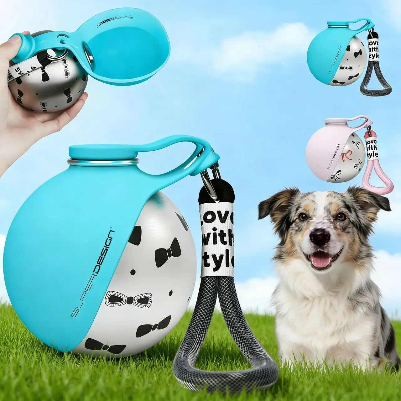 Stainless Steel Dog Water Bottle – Portable 2-in-1 Travel Cup