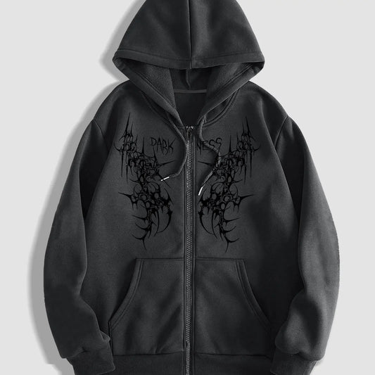 Men's Gothic Dark Pattern Zipper Hoodie