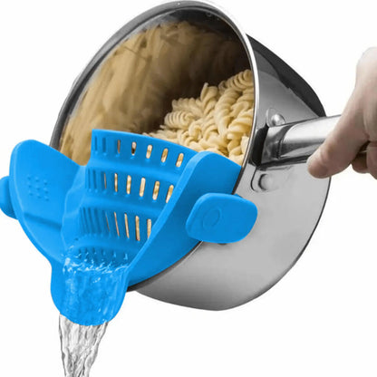 blue Color Clip-On Pot Strainer For Pots, Pans And Bowls