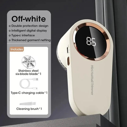 White Color LED Fabric Lint Remover Shaver – USB Rechargeable