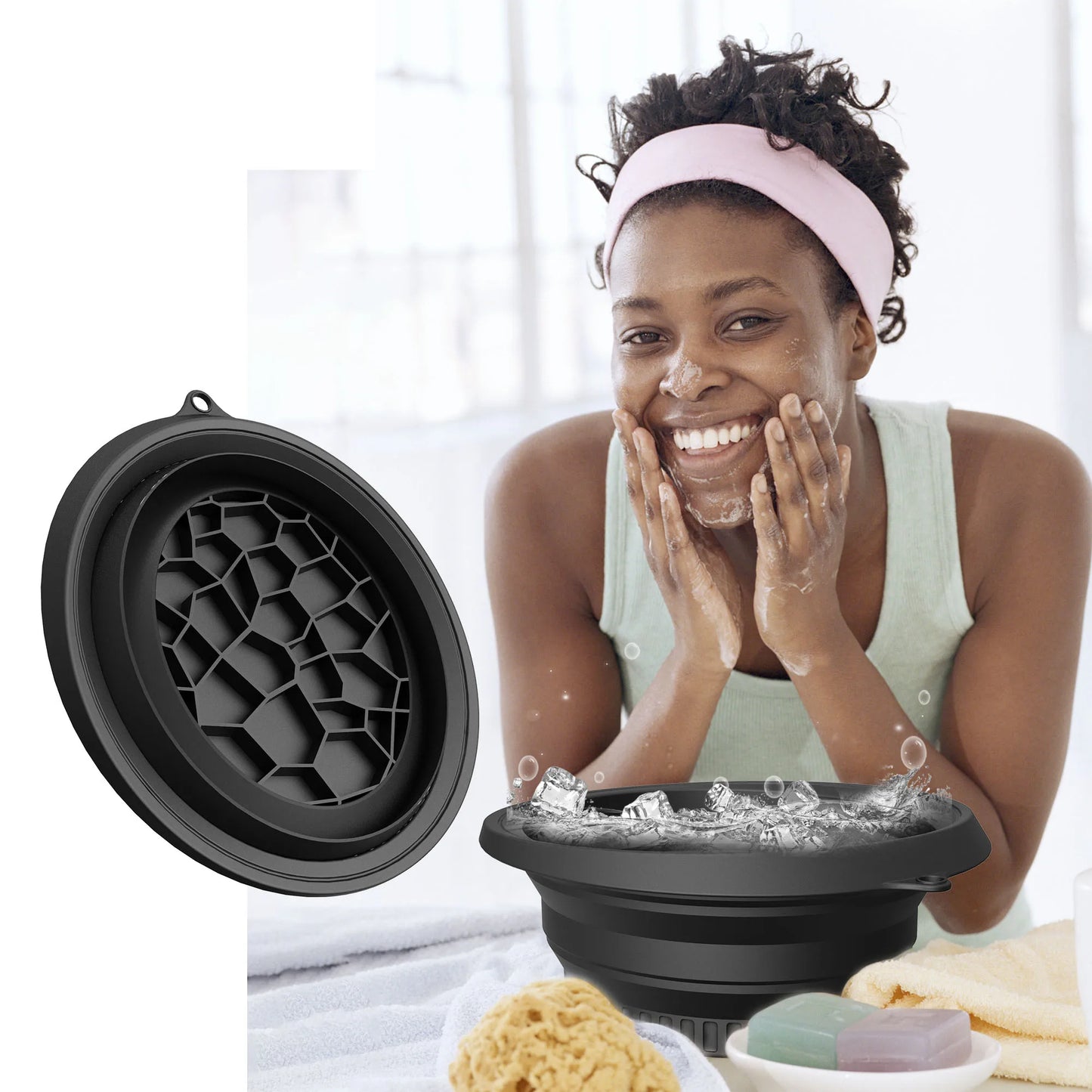 Silicone Foldable Ice Facial Bowl – Travel-Friendly Basin