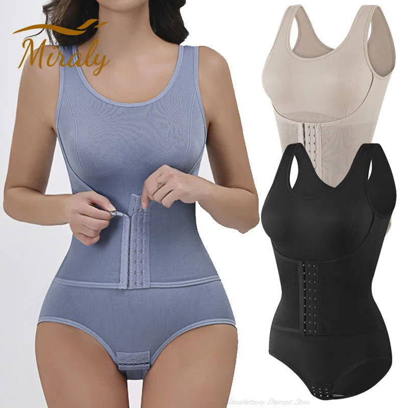 Women’s Tummy Control Bodysuit Shapewear With Zipper Belt
