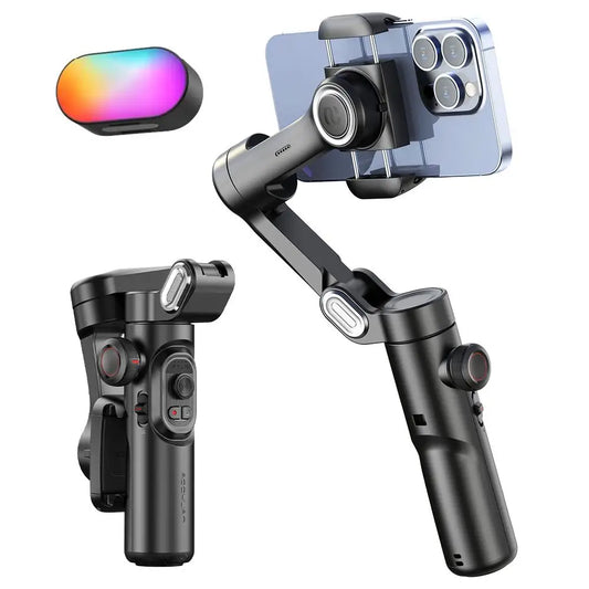 3-Axis Smartphone Gimbal Stabilizer With Magnetic Fill Light