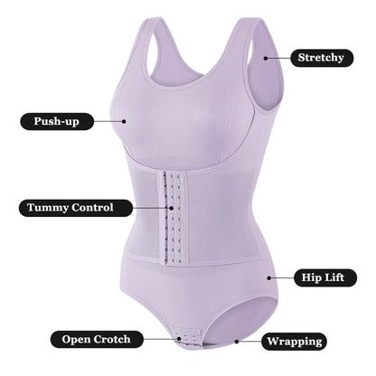 Women’s Tummy Control Bodysuit Shapewear With Zipper Belt