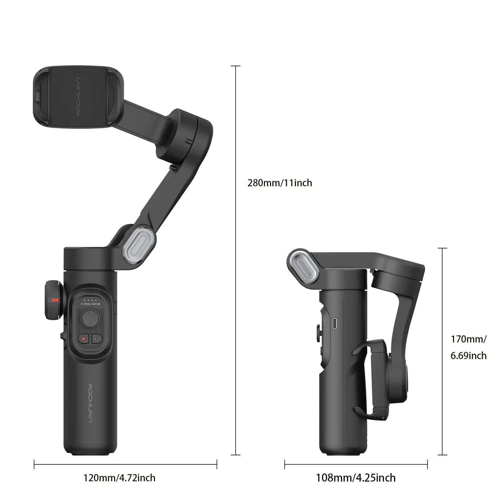 3-Axis Smartphone Gimbal Stabilizer With Magnetic Fill Light