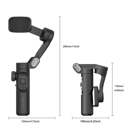 3-Axis Smartphone Gimbal Stabilizer With Magnetic Fill Light