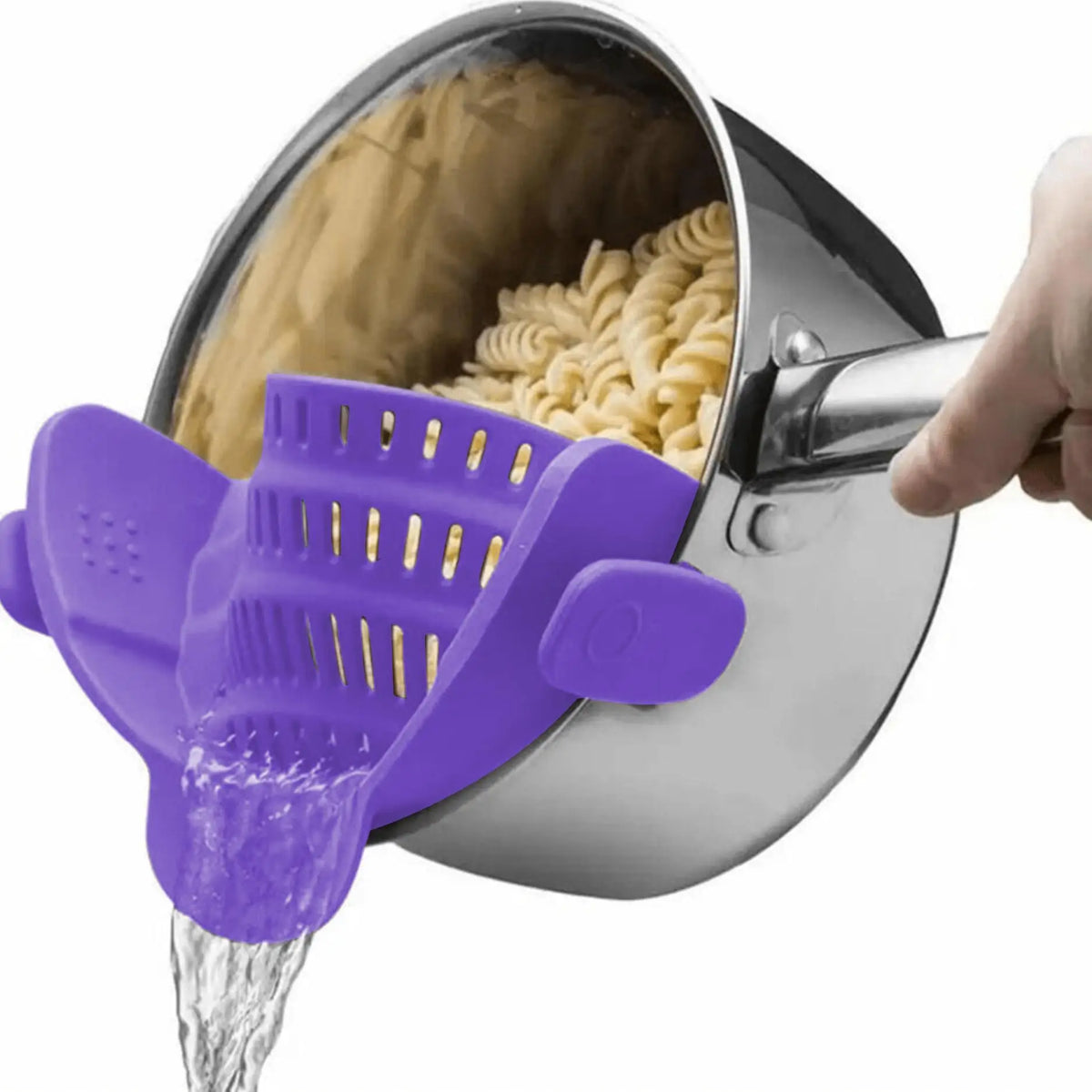 purple Color Clip-On Pot Strainer For Pots, Pans And Bowls