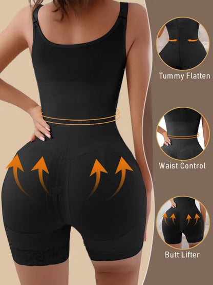 Women’s Firm Compression Shapewear Bodysuit With Zipper