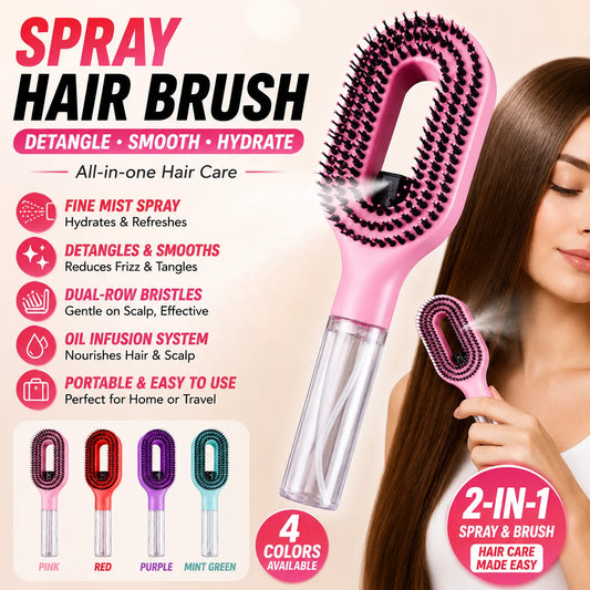 Refillable Hair Smoothing Spray Comb For Frizz Control