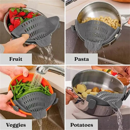 Clip-On Pot Strainer For Pots, Pans And Bowls