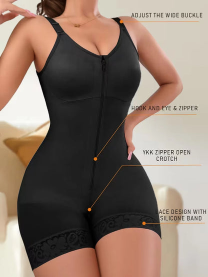 Women’s Firm Compression Shapewear Bodysuit With Zipper