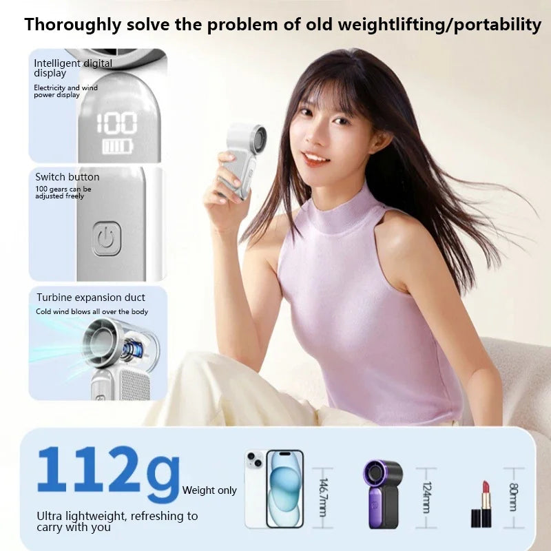 Portable Mini Handheld Fan With 5-Speed USB Rechargeable