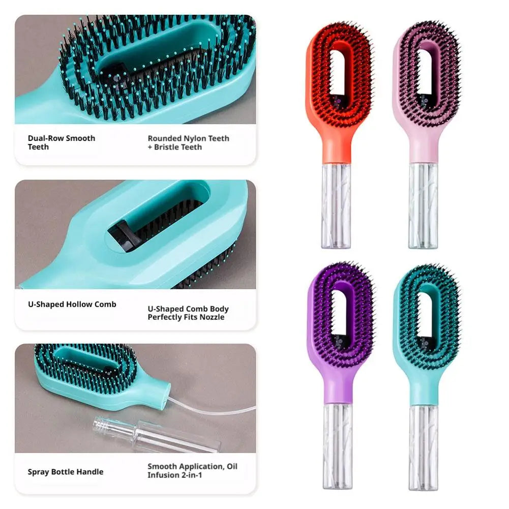 Refillable Hair Smoothing Spray Comb For Frizz Control