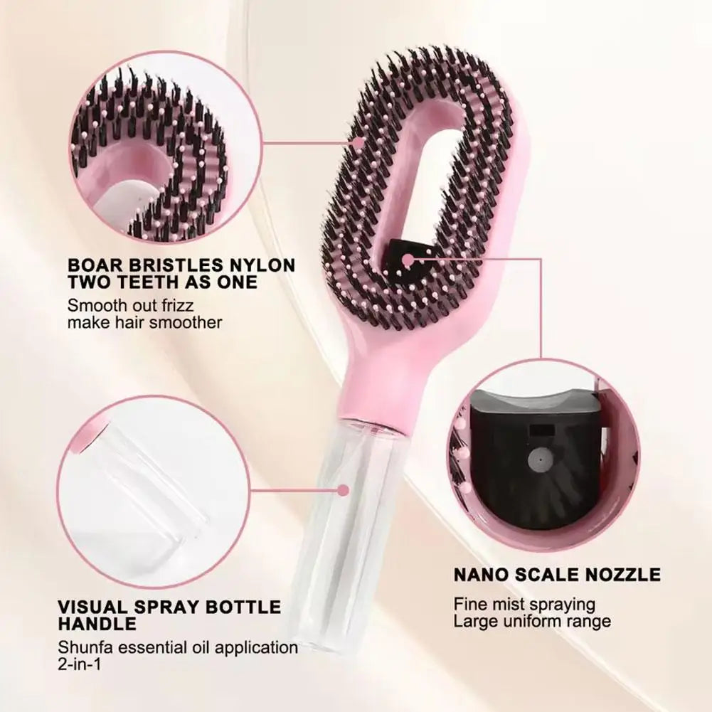 Refillable Hair Smoothing Spray Comb For Frizz Control