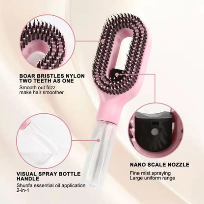 Refillable Hair Smoothing Spray Comb For Frizz Control