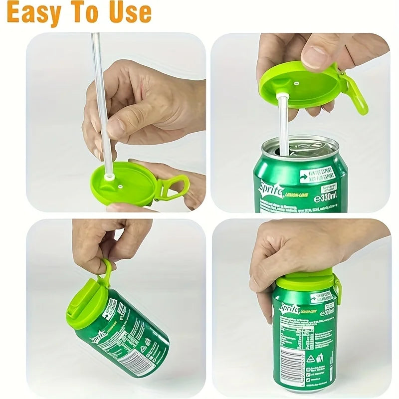 Reusable Soda Can Lid With Straw – Spill-Reducing Cover