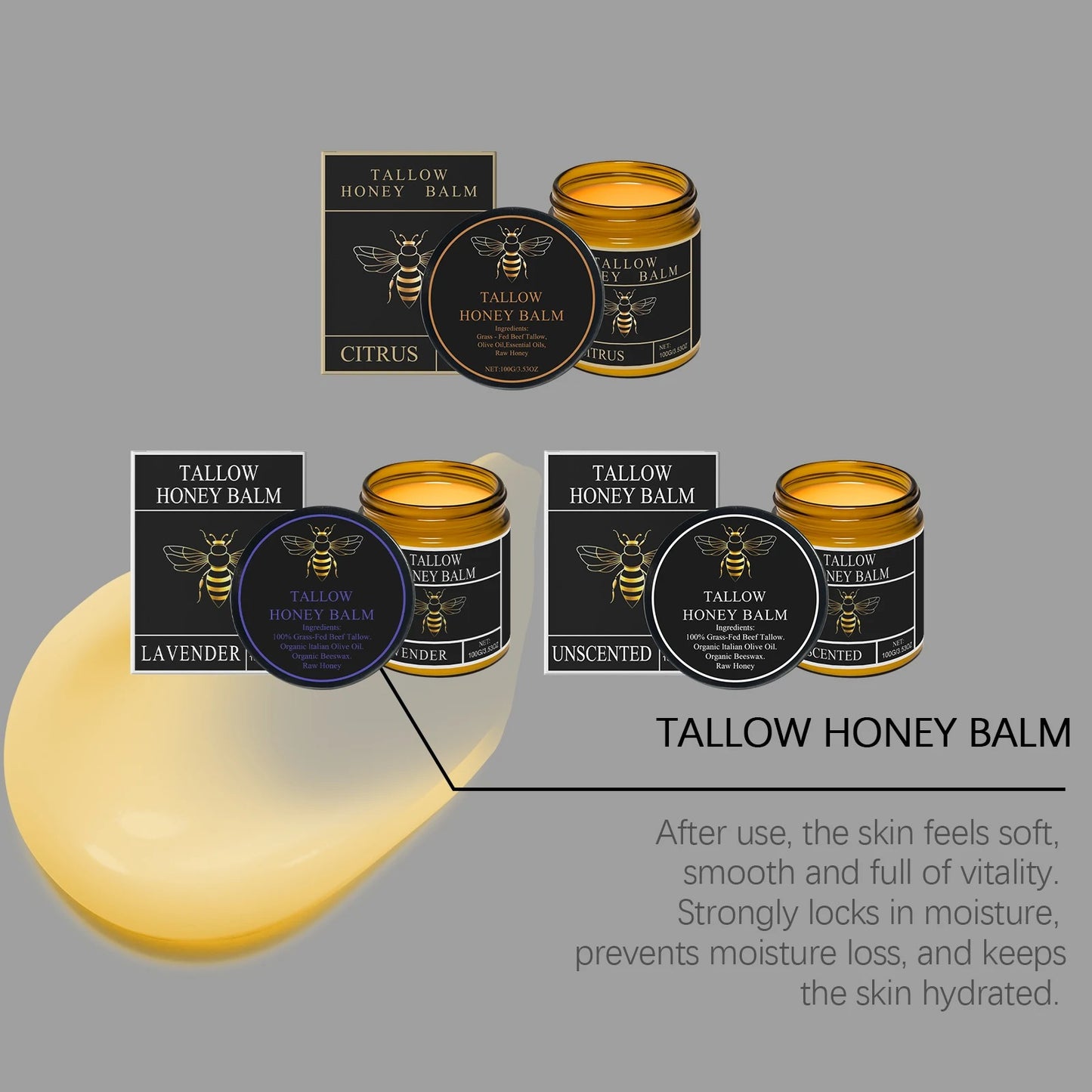 Grass-Fed Beef Tallow Honey Balm