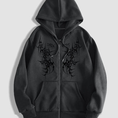 Men's Gothic Dark Pattern Zipper Hoodie