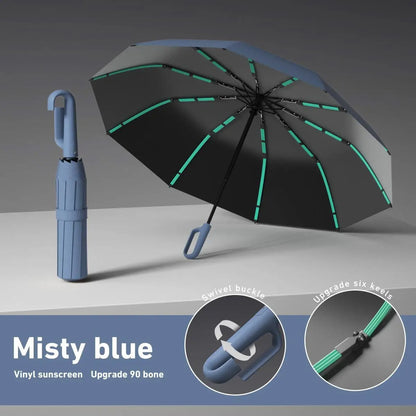 10-Rib Windproof Folding Umbrella – Automatic UV Protection