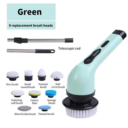 Cordless Electric Spin Scrubber Cleaning Brush 9-in-1 Set