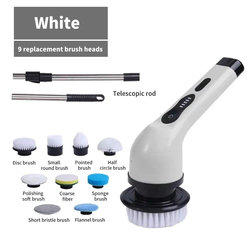 Cordless Electric Spin Scrubber Cleaning Brush 9-in-1 Set