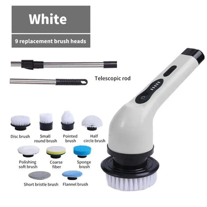 Cordless Electric Spin Scrubber Cleaning Brush 9-in-1 Set